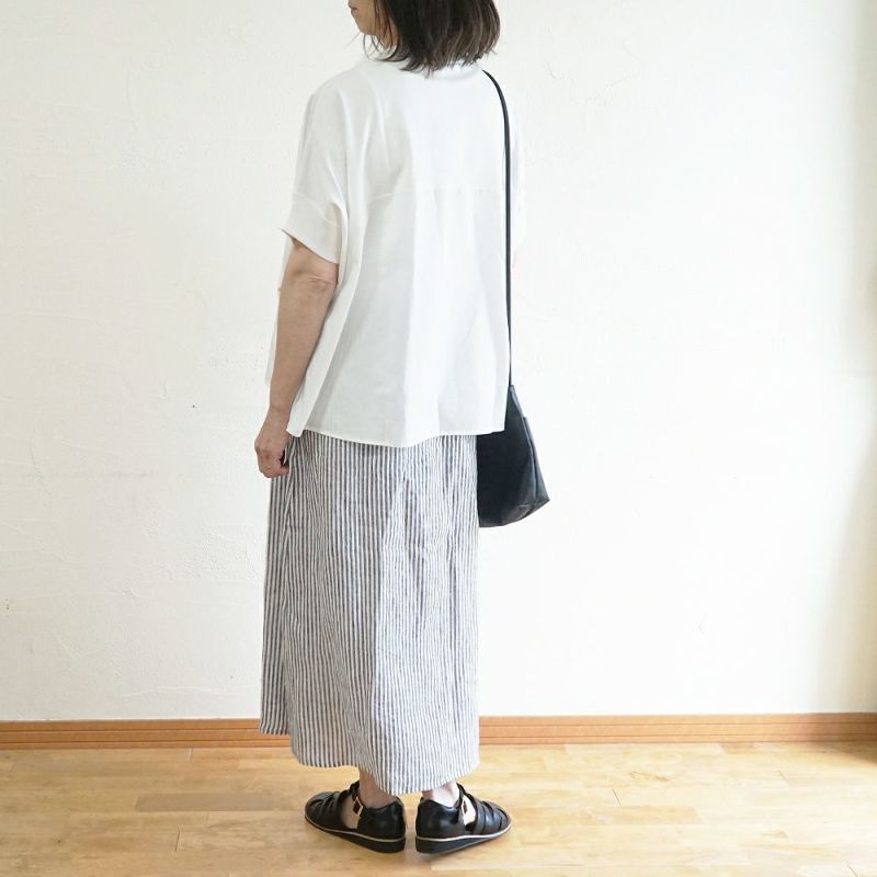Branch m‘.,ブランチエム,ナチュラル,30代,40代,50代,60代,リネン,ゆったり,スカート,リネンスカート,ストライプ,ストライプスカート,リラックススカート,ギャザースカート,フレアスカート