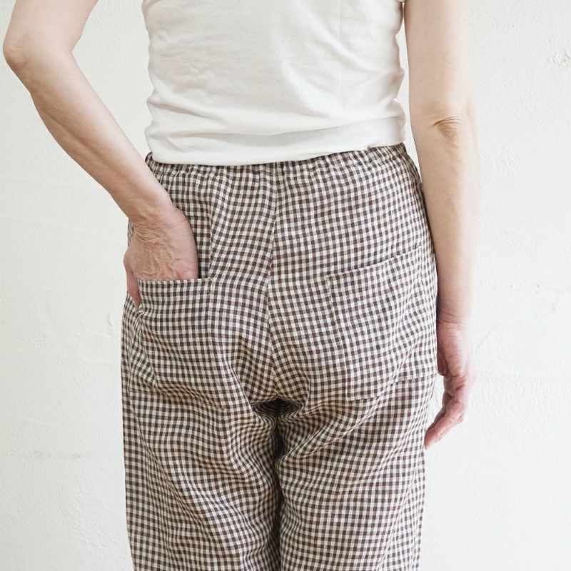 Branch m‘.,ブランチエム,ナチュラル,30代,40代,50代,60代,リネン,ゆったり,パンツ,リネンパンツ,ワイドストレートパンツ,ワイドパンツ,ぺチパンツ,インナーパンツ,アンダーパンツ,ギンガムチェック,チェック柄