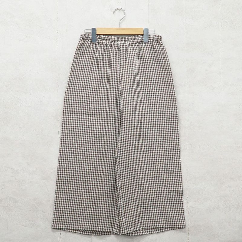 Branch m‘.,ブランチエム,ナチュラル,30代,40代,50代,60代,リネン,ゆったり,パンツ,リネンパンツ,ワイドストレートパンツ,ワイドパンツ,ぺチパンツ,インナーパンツ,アンダーパンツ,ギンガムチェック,チェック柄