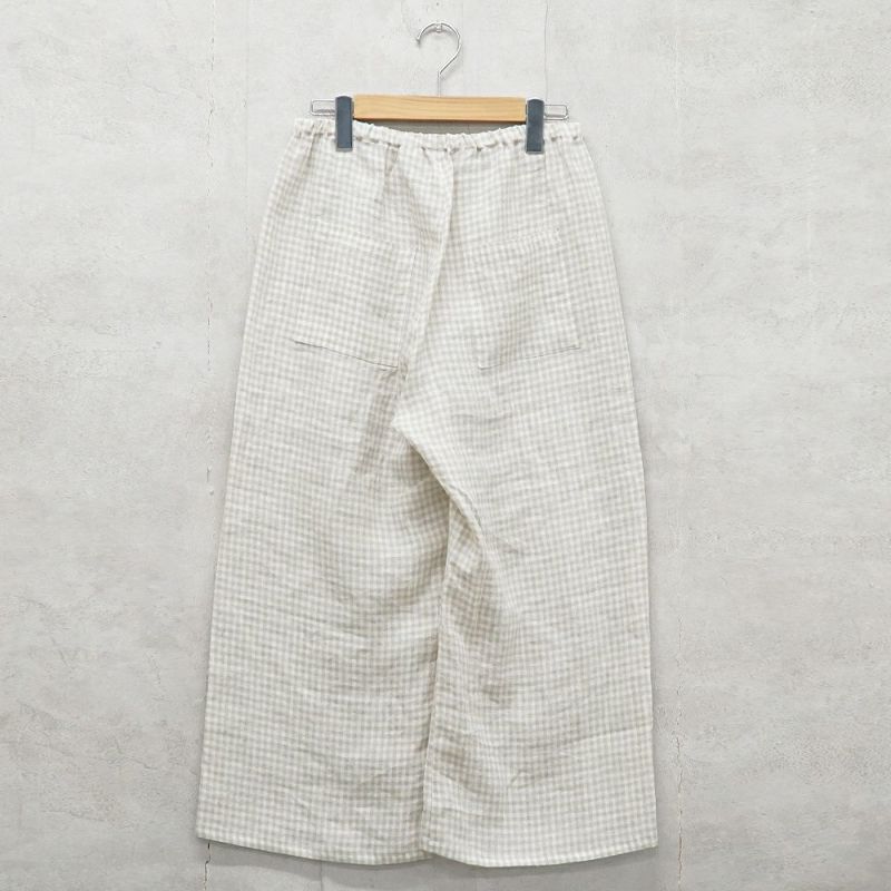 Branch m‘.,ブランチエム,ナチュラル,30代,40代,50代,60代,リネン,ゆったり,パンツ,リネンパンツ,ワイドストレートパンツ,ワイドパンツ,ぺチパンツ,インナーパンツ,アンダーパンツ,ギンガムチェック,チェック柄