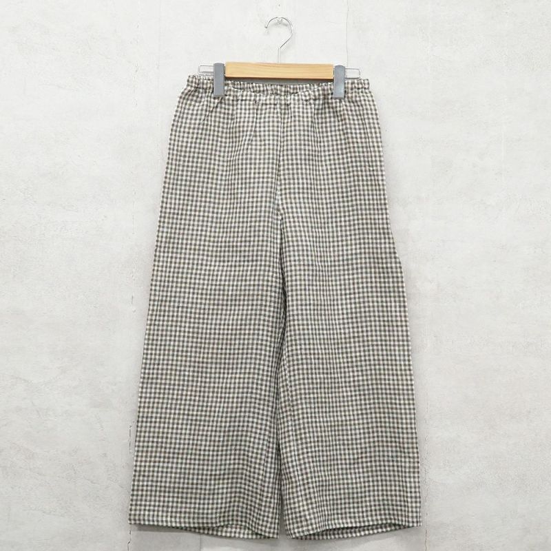 Branch m‘.,ブランチエム,ナチュラル,30代,40代,50代,60代,リネン,ゆったり,パンツ,リネンパンツ,ワイドストレートパンツ,ワイドパンツ,ぺチパンツ,インナーパンツ,アンダーパンツ,ギンガムチェック,チェック柄