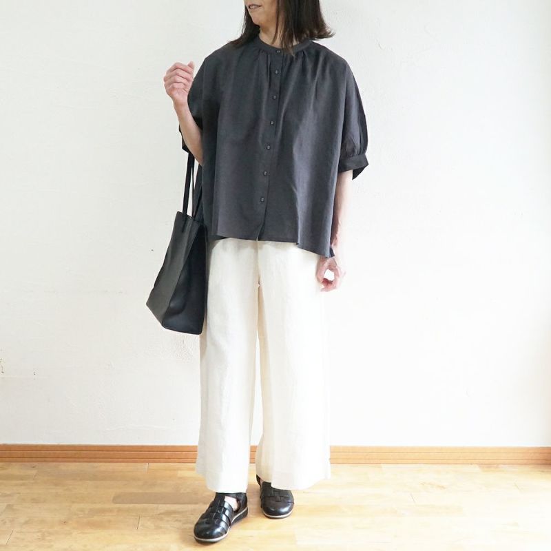 Branch m‘.,ブランチエム,ナチュラル,30代,40代,50代,60代,リネン,ゆったり,blouse,ブラウス,半袖,コットンリネン,ドルマンブラウス,ドルマンスリーブ