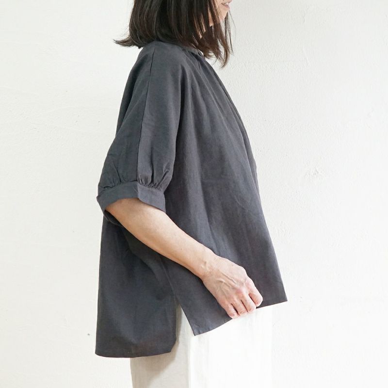 Branch m‘.,ブランチエム,ナチュラル,30代,40代,50代,60代,リネン,ゆったり,blouse,ブラウス,半袖,コットンリネン,ドルマンブラウス,ドルマンスリーブ