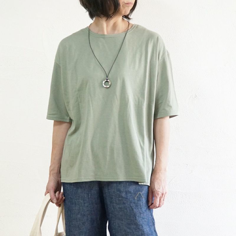 Branch m‘.,ブランチエム,ナチュラル,30代,40代,50代,60代,コットン,ゆったり,綿,Tシャツ,ビッグシルエット,オーバーシルエット,オーバーサイズ,カットソー,５分袖,５分袖Tシャツ