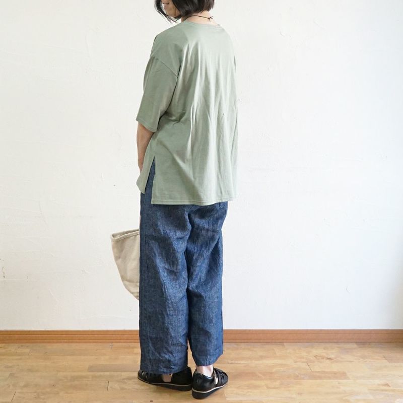 Branch m‘.,ブランチエム,ナチュラル,30代,40代,50代,60代,コットン,ゆったり,綿,Tシャツ,ビッグシルエット,オーバーシルエット,オーバーサイズ,カットソー,５分袖,５分袖Tシャツ