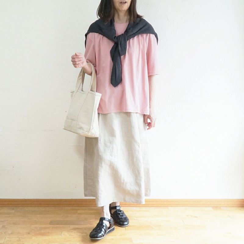 Branch m‘.,ブランチエム,ナチュラル,30代,40代,50代,60代,コットン,ゆったり,綿,Tシャツ,ビッグシルエット,オーバーシルエット,オーバーサイズ,カットソー,５分袖,５分袖Tシャツ