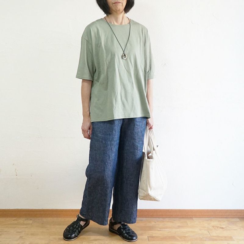 Branch m‘.,ブランチエム,ナチュラル,30代,40代,50代,60代,コットン,ゆったり,綿,Tシャツ,ビッグシルエット,オーバーシルエット,オーバーサイズ,カットソー,５分袖,５分袖Tシャツ