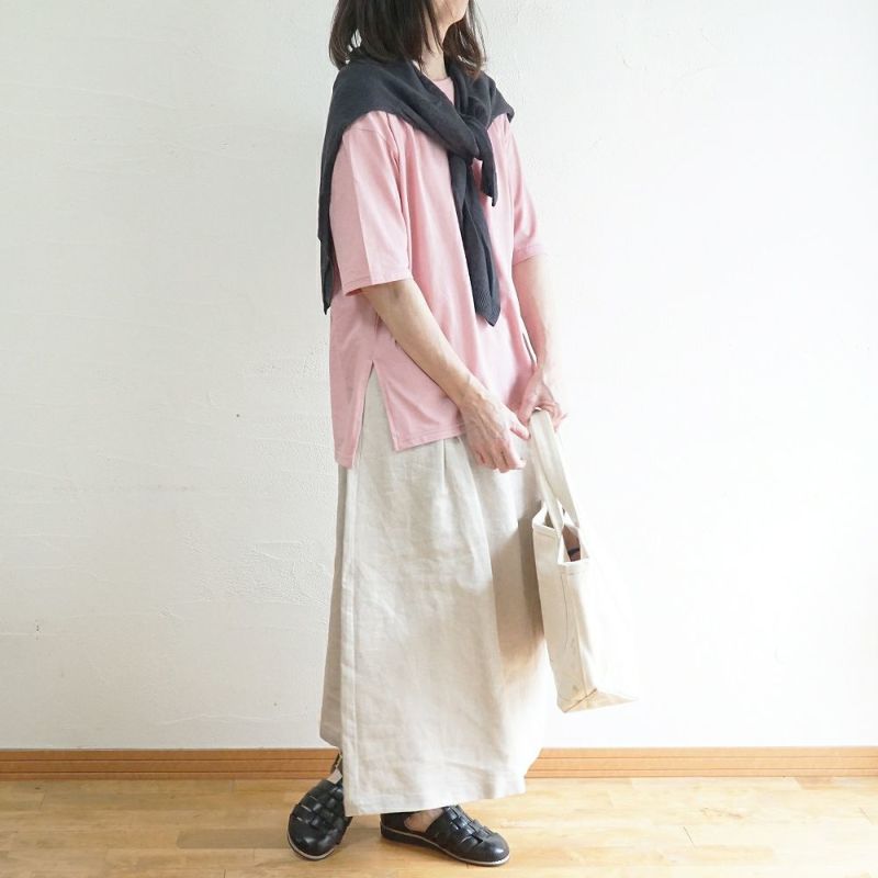 Branch m‘.,ブランチエム,ナチュラル,30代,40代,50代,60代,コットン,ゆったり,綿,Tシャツ,ビッグシルエット,オーバーシルエット,オーバーサイズ,カットソー,５分袖,５分袖Tシャツ