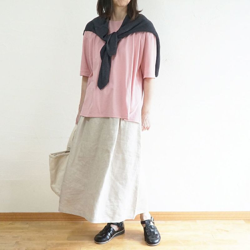 Branch m‘.,ブランチエム,ナチュラル,30代,40代,50代,60代,コットン,ゆったり,綿,Tシャツ,ビッグシルエット,オーバーシルエット,オーバーサイズ,カットソー,５分袖,５分袖Tシャツ