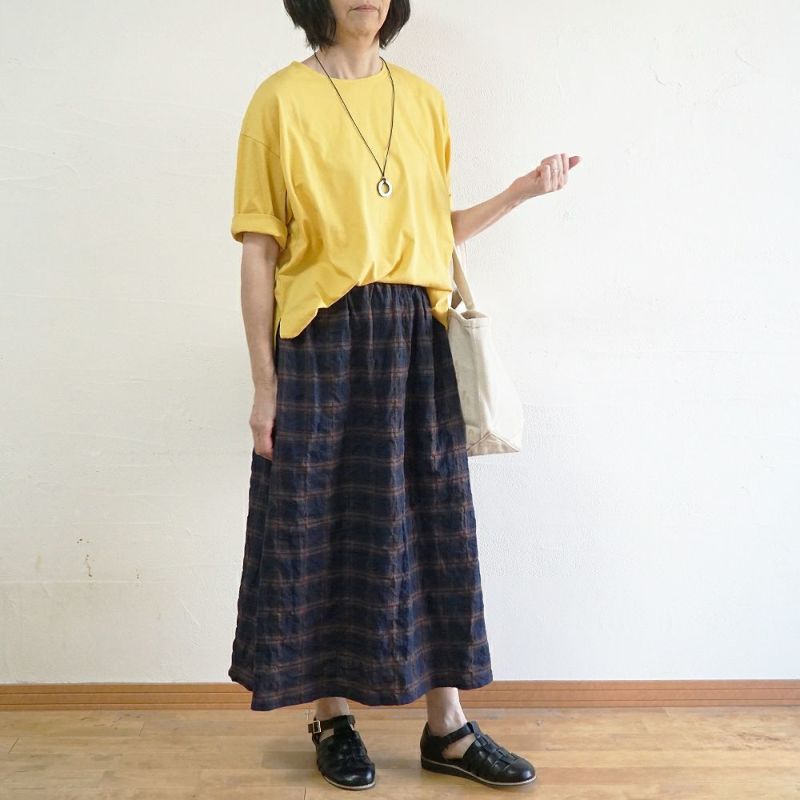 Branch m‘.,ブランチエム,ナチュラル,30代,40代,50代,60代,コットン,ゆったり,綿,Tシャツ,ビッグシルエット,オーバーシルエット,オーバーサイズ,カットソー,５分袖,５分袖Tシャツ