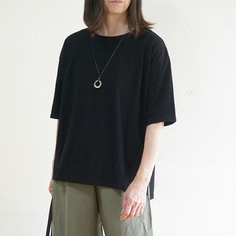 Branch m‘.,ブランチエム,ナチュラル,30代,40代,50代,60代,コットン,ゆったり,綿,Tシャツ,ビッグシルエット,オーバーシルエット,オーバーサイズ,カットソー,５分袖,５分袖Tシャツ
