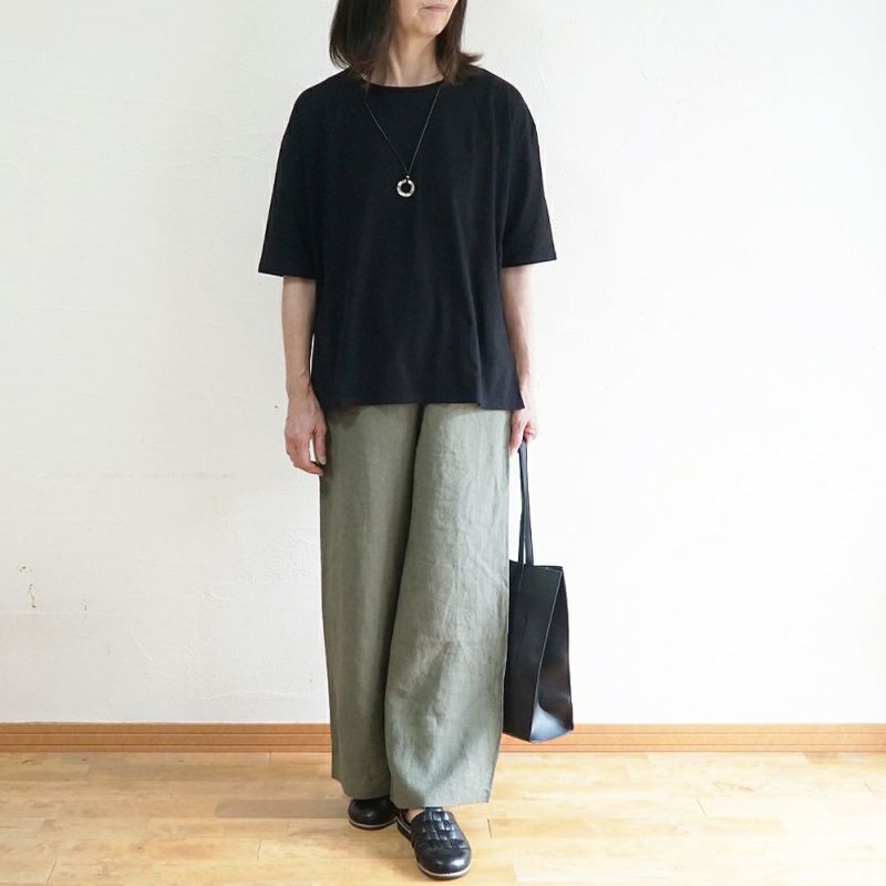 Branch m‘.,ブランチエム,ナチュラル,30代,40代,50代,60代,コットン,ゆったり,綿,Tシャツ,ビッグシルエット,オーバーシルエット,オーバーサイズ,カットソー,５分袖,５分袖Tシャツ