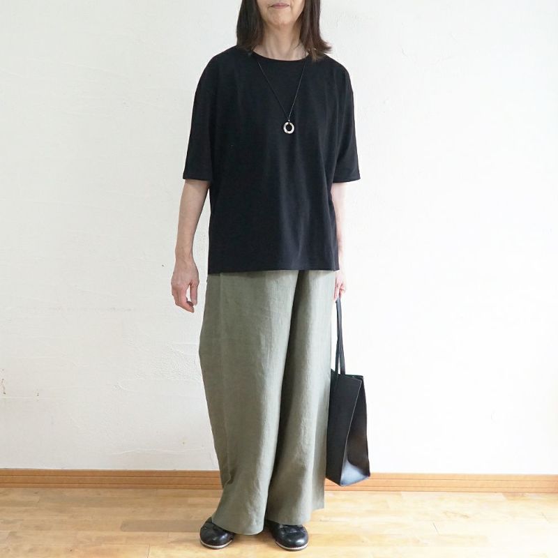 Branch m‘.,ブランチエム,ナチュラル,30代,40代,50代,60代,コットン,ゆったり,綿,Tシャツ,ビッグシルエット,オーバーシルエット,オーバーサイズ,カットソー,５分袖,５分袖Tシャツ