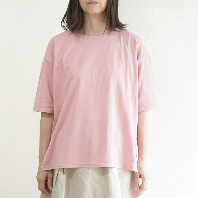Branch m‘.,ブランチエム,ナチュラル,30代,40代,50代,60代,コットン,ゆったり,綿,Tシャツ,ビッグシルエット,オーバーシルエット,オーバーサイズ,カットソー,５分袖,５分袖Tシャツ
