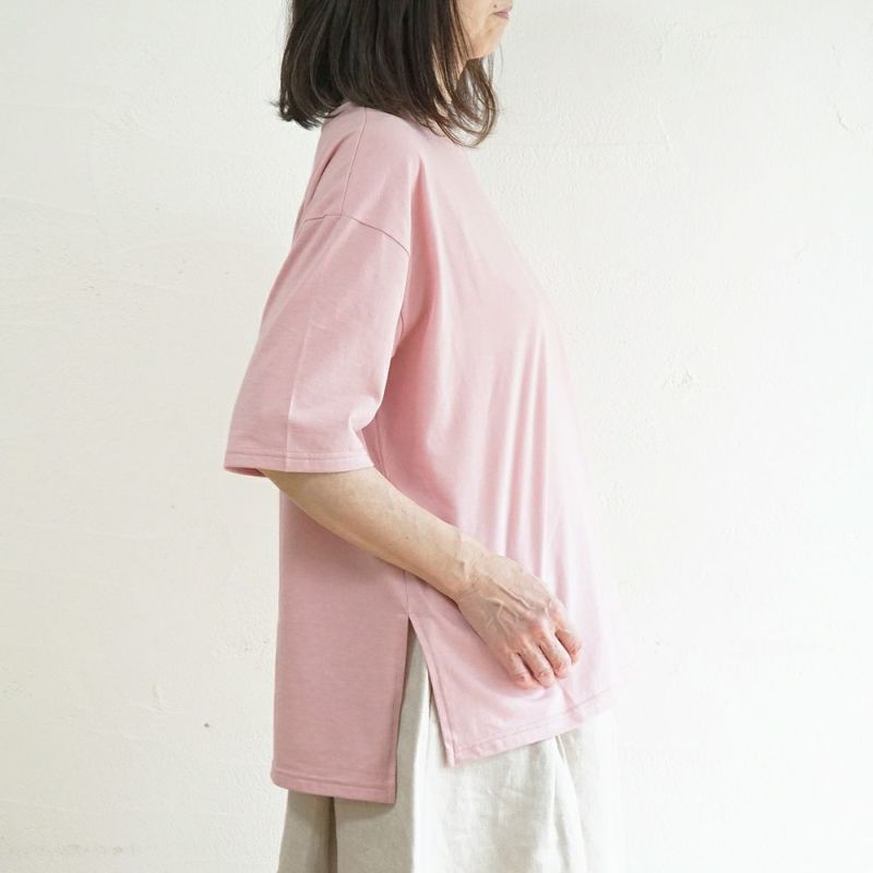 Branch m‘.,ブランチエム,ナチュラル,30代,40代,50代,60代,コットン,ゆったり,綿,Tシャツ,ビッグシルエット,オーバーシルエット,オーバーサイズ,カットソー,５分袖,５分袖Tシャツ