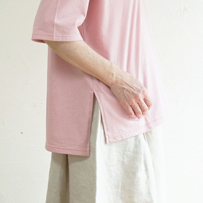 Branch m‘.,ブランチエム,ナチュラル,30代,40代,50代,60代,コットン,ゆったり,綿,Tシャツ,ビッグシルエット,オーバーシルエット,オーバーサイズ,カットソー,５分袖,５分袖Tシャツ
