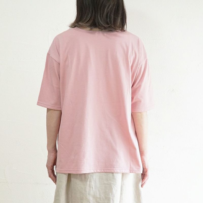 Branch m‘.,ブランチエム,ナチュラル,30代,40代,50代,60代,コットン,ゆったり,綿,Tシャツ,ビッグシルエット,オーバーシルエット,オーバーサイズ,カットソー,５分袖,５分袖Tシャツ