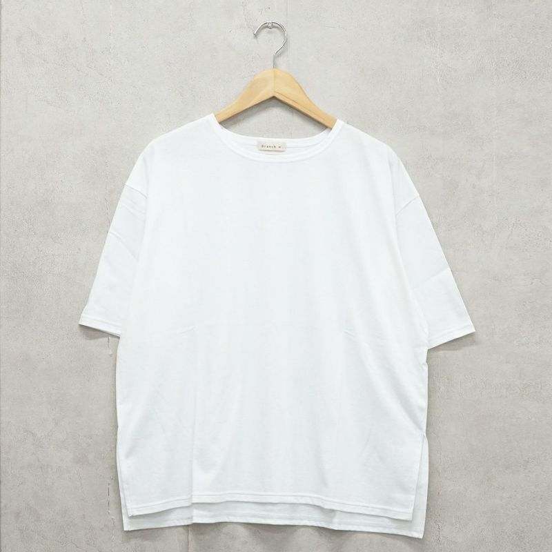 Branch m‘.,ブランチエム,ナチュラル,30代,40代,50代,60代,コットン,ゆったり,綿,Tシャツ,ビッグシルエット,オーバーシルエット,オーバーサイズ,カットソー,５分袖,５分袖Tシャツ