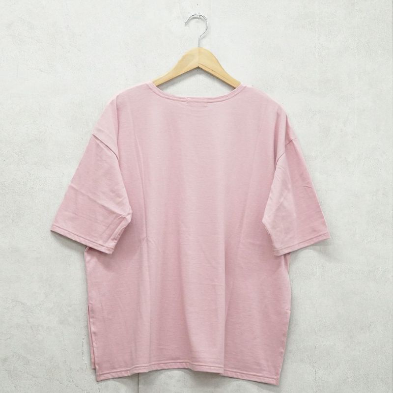 Branch m‘.,ブランチエム,ナチュラル,30代,40代,50代,60代,コットン,ゆったり,綿,Tシャツ,ビッグシルエット,オーバーシルエット,オーバーサイズ,カットソー,５分袖,５分袖Tシャツ
