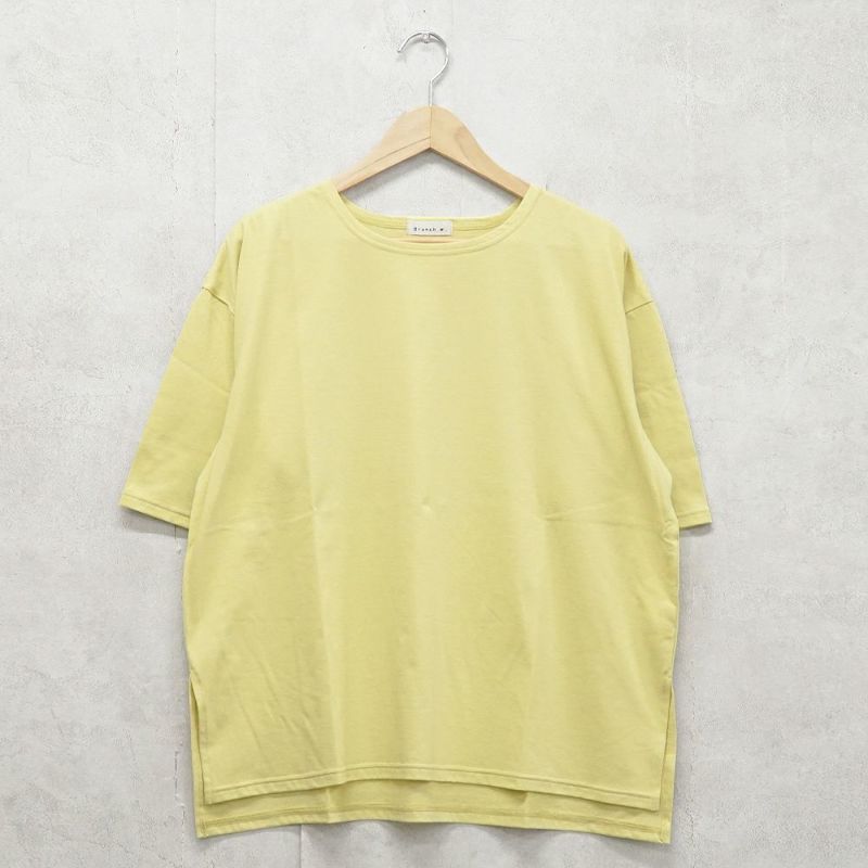 Branch m‘.,ブランチエム,ナチュラル,30代,40代,50代,60代,コットン,ゆったり,綿,Tシャツ,ビッグシルエット,オーバーシルエット,オーバーサイズ,カットソー,５分袖,５分袖Tシャツ