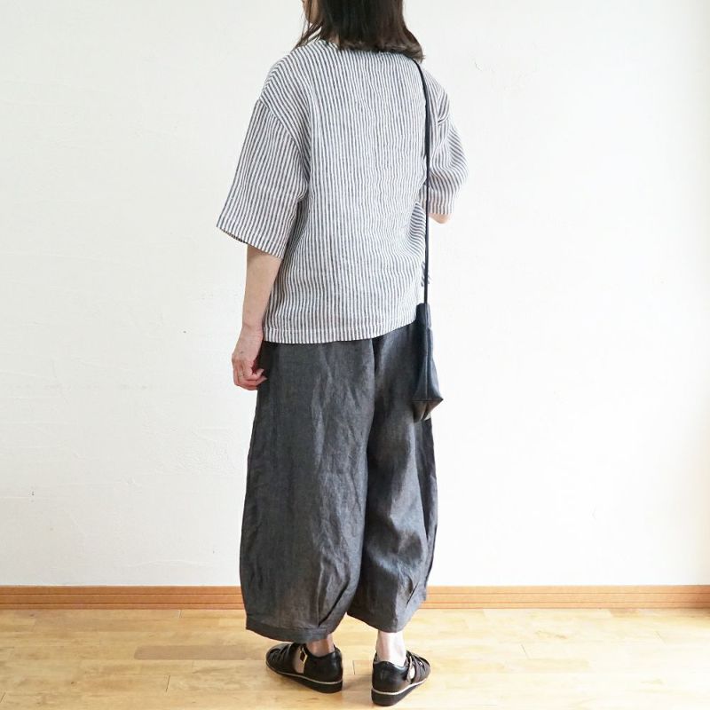 Branch m‘.,ブランチエム,ナチュラル,30代,40代,50代,60代,コーデセット,コーディネートセット,セット売り,ゆったり,ブラウス,プルオーバー,リネンブラウス,ストライプブラウス,ワイドパンツ,リネンパンツ,バルーンパンツ