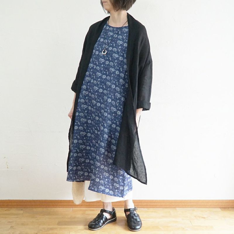Branch m‘.,ブランチエム,ナチュラル,30代,40代,50代,60代,リネン,ゆったり,ワンピース,リネンワンピース,ノースリーブワンピース,花柄,花柄ワンピース,チェック,ギンガムチェック,チェックワンピース