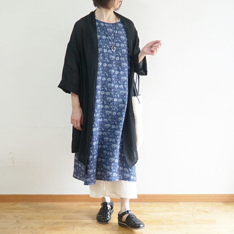 Branch m‘.,ブランチエム,ナチュラル,30代,40代,50代,60代,リネン,ゆったり,ワンピース,リネンワンピース,ノースリーブワンピース,花柄,花柄ワンピース,チェック,ギンガムチェック,チェックワンピース