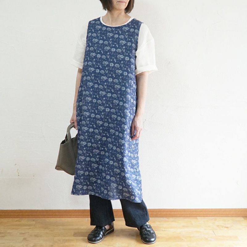 Branch m‘.,ブランチエム,ナチュラル,30代,40代,50代,60代,リネン,ゆったり,ワンピース,リネンワンピース,ノースリーブワンピース,花柄,花柄ワンピース,チェック,ギンガムチェック,チェックワンピース