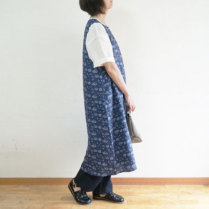 Branch m‘.,ブランチエム,ナチュラル,30代,40代,50代,60代,リネン,ゆったり,ワンピース,リネンワンピース,ノースリーブワンピース,花柄,花柄ワンピース,チェック,ギンガムチェック,チェックワンピース