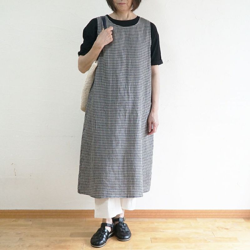 Branch m‘.,ブランチエム,ナチュラル,30代,40代,50代,60代,リネン,ゆったり,ワンピース,リネンワンピース,ノースリーブワンピース,花柄,花柄ワンピース,チェック,ギンガムチェック,チェックワンピース