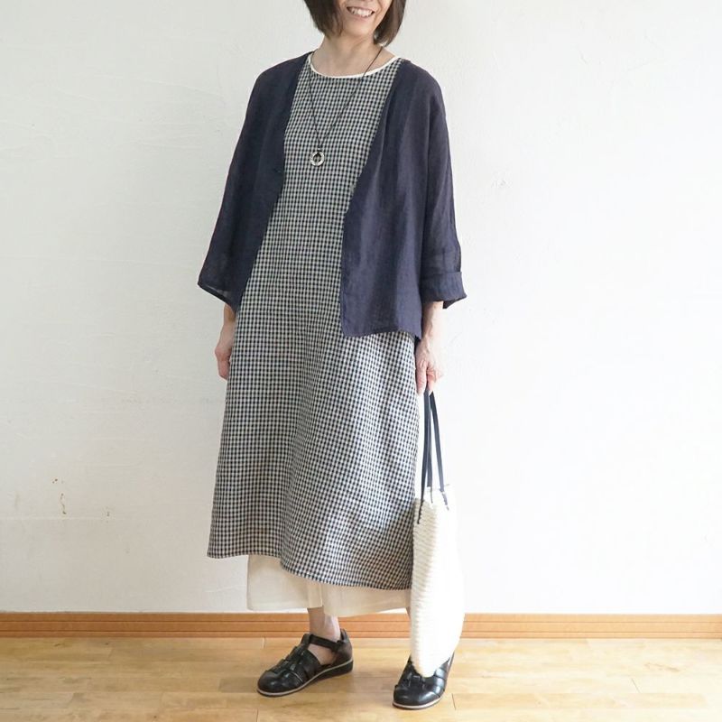 Branch m‘.,ブランチエム,ナチュラル,30代,40代,50代,60代,リネン,ゆったり,ワンピース,リネンワンピース,ノースリーブワンピース,花柄,花柄ワンピース,チェック,ギンガムチェック,チェックワンピース