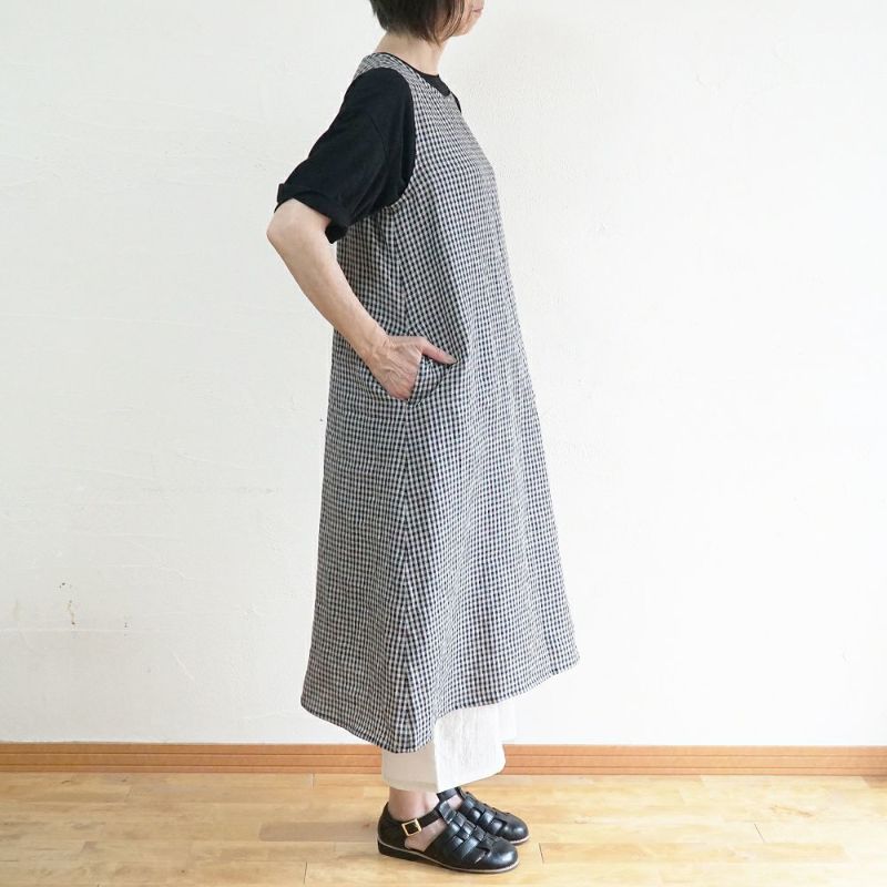 Branch m‘.,ブランチエム,ナチュラル,30代,40代,50代,60代,リネン,ゆったり,ワンピース,リネンワンピース,ノースリーブワンピース,花柄,花柄ワンピース,チェック,ギンガムチェック,チェックワンピース