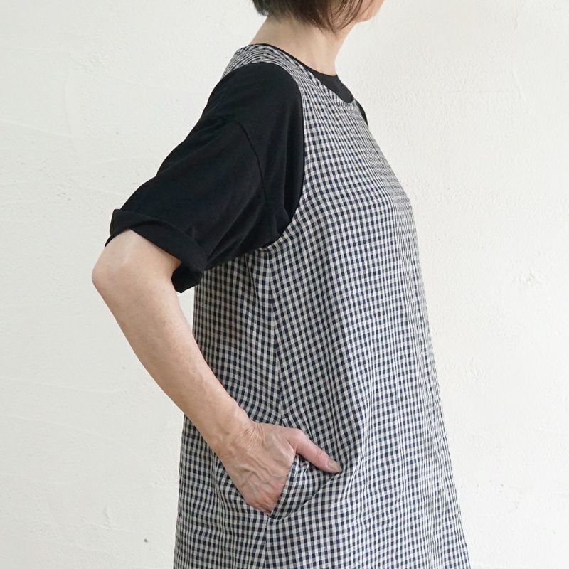 Branch m‘.,ブランチエム,ナチュラル,30代,40代,50代,60代,リネン,ゆったり,ワンピース,リネンワンピース,ノースリーブワンピース,花柄,花柄ワンピース,チェック,ギンガムチェック,チェックワンピース