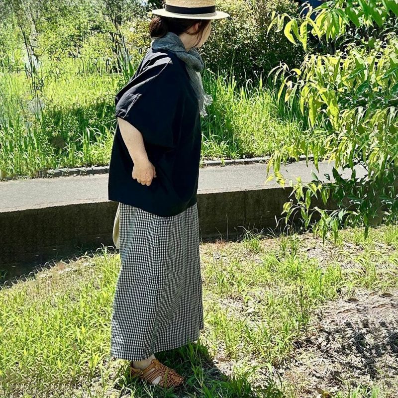 Branch m‘.,ブランチエム,ナチュラル,30代,40代,50代,60代,リネン,ゆったり,パンツ,リネンパンツ,ワイドパンツ,ギャザーパンツ,花柄パンツ,花柄,チェック,ギンガムチェック,チェックパンツ,スカパン 