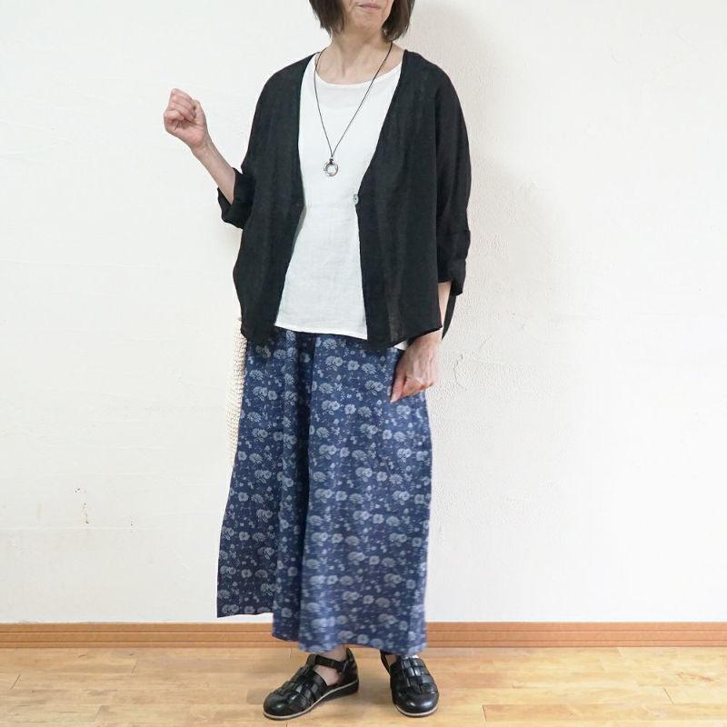 Branch m‘.,ブランチエム,ナチュラル,30代,40代,50代,60代,リネン,ゆったり,パンツ,リネンパンツ,ワイドパンツ,ギャザーパンツ,花柄パンツ,花柄,チェック,ギンガムチェック,チェックパンツ,スカパン 
