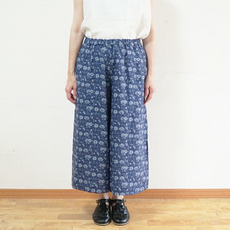 Branch m‘.,ブランチエム,ナチュラル,30代,40代,50代,60代,リネン,ゆったり,パンツ,リネンパンツ,ワイドパンツ,ギャザーパンツ,花柄パンツ,花柄,チェック,ギンガムチェック,チェックパンツ,スカパン 