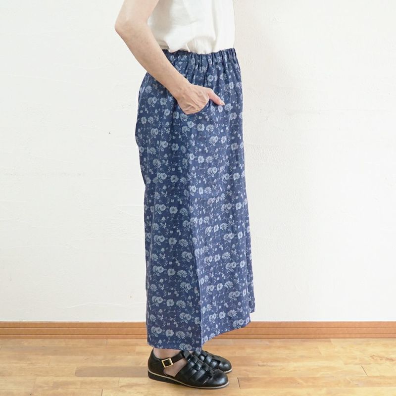 Branch m‘.,ブランチエム,ナチュラル,30代,40代,50代,60代,リネン,ゆったり,パンツ,リネンパンツ,ワイドパンツ,ギャザーパンツ,花柄パンツ,花柄,チェック,ギンガムチェック,チェックパンツ,スカパン 