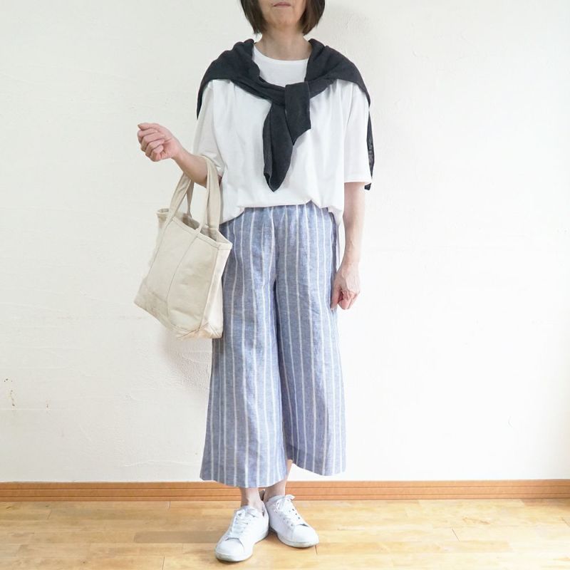 Branch m‘.,ブランチエム,ナチュラル,30代,40代,50代,60代,リネン,ゆったり,パンツ,リネンパンツ,ワイドパンツ,ストライプ,ストライプパンツ,