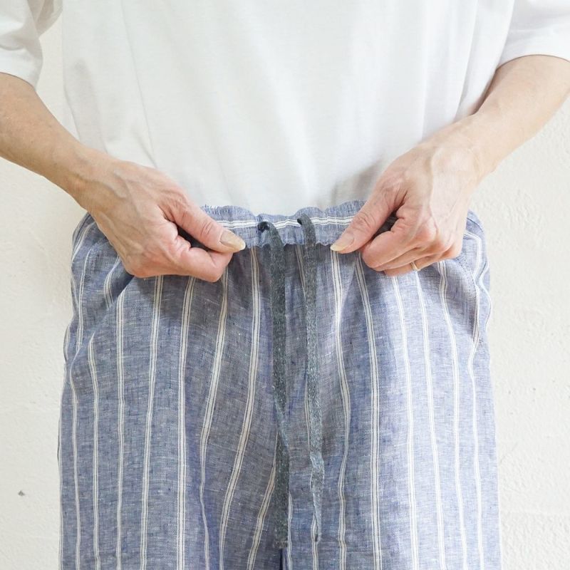 Branch m‘.,ブランチエム,ナチュラル,30代,40代,50代,60代,リネン,ゆったり,パンツ,リネンパンツ,ワイドパンツ,ストライプ,ストライプパンツ,