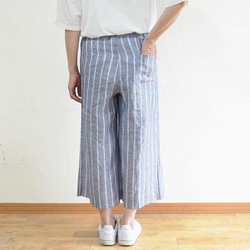 Branch m‘.,ブランチエム,ナチュラル,30代,40代,50代,60代,リネン,ゆったり,パンツ,リネンパンツ,ワイドパンツ,ストライプ,ストライプパンツ,