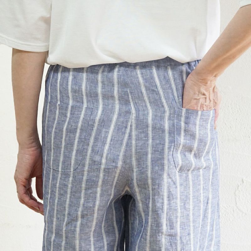 Branch m‘.,ブランチエム,ナチュラル,30代,40代,50代,60代,リネン,ゆったり,パンツ,リネンパンツ,ワイドパンツ,ストライプ,ストライプパンツ,
