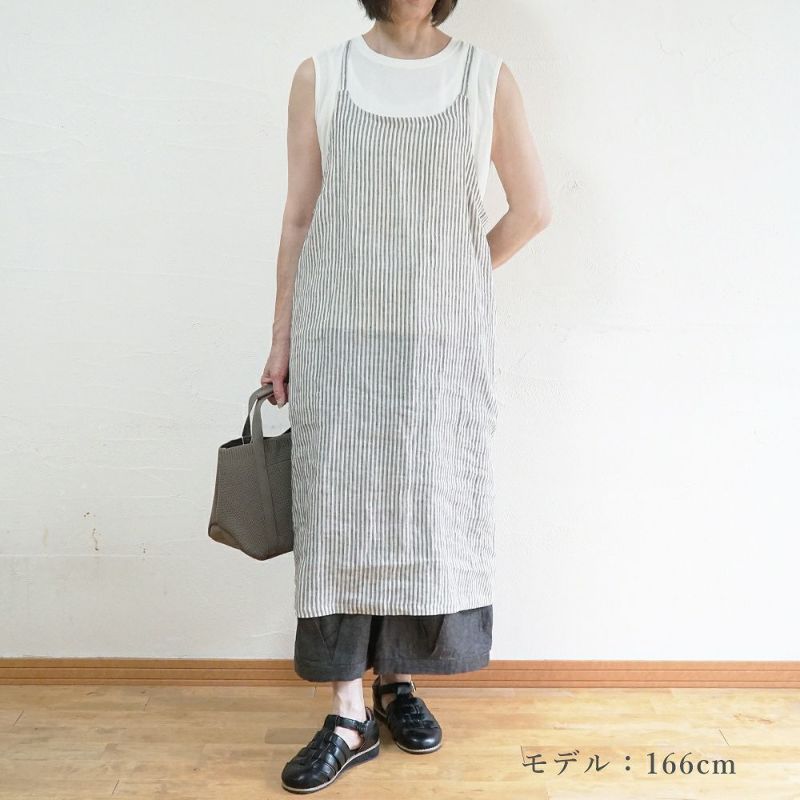 Branch m‘.,ブランチエム,ナチュラル,30代,40代,50代,60代,リネン,ゆったり,ワンピース,リネンワンピース,ストライプワンピース,ストライプ,キャミソールワンピース,キャミワンピ