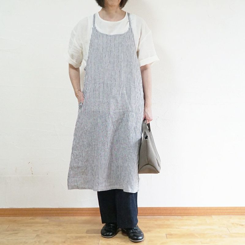 Branch m‘.,ブランチエム,ナチュラル,30代,40代,50代,60代,リネン,ゆったり,ワンピース,リネンワンピース,ストライプワンピース,ストライプ,キャミソールワンピース,キャミワンピ