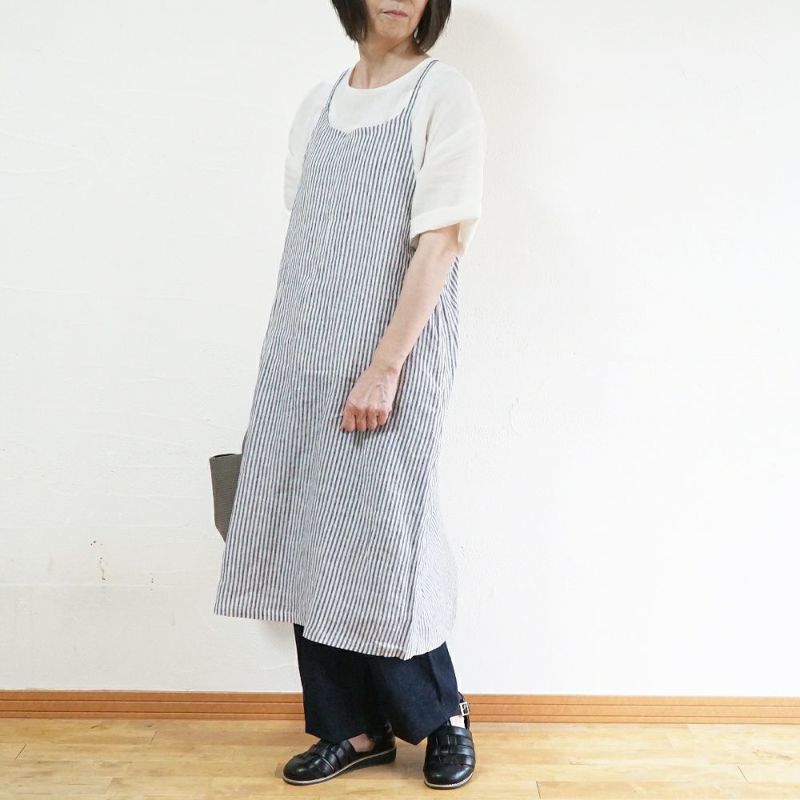 Branch m‘.,ブランチエム,ナチュラル,30代,40代,50代,60代,リネン,ゆったり,ワンピース,リネンワンピース,ストライプワンピース,ストライプ,キャミソールワンピース,キャミワンピ