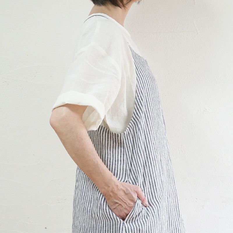 Branch m‘.,ブランチエム,ナチュラル,30代,40代,50代,60代,リネン,ゆったり,ワンピース,リネンワンピース,ストライプワンピース,ストライプ,キャミソールワンピース,キャミワンピ