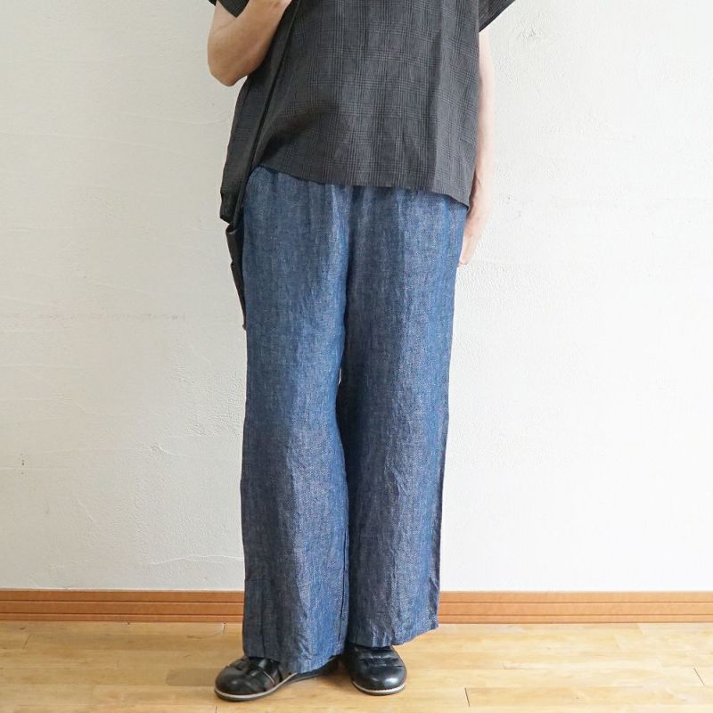 Branch m‘.,ブランチエム,ナチュラル,30代,40代,50代,60代,リネン,麻,ゆったり,パンツ,デニム,デニムパンツ,リネンデニム,ワイドパンツ,ワイドストレートパンツ,ストレートパンツ,デニムワイドパンツ,