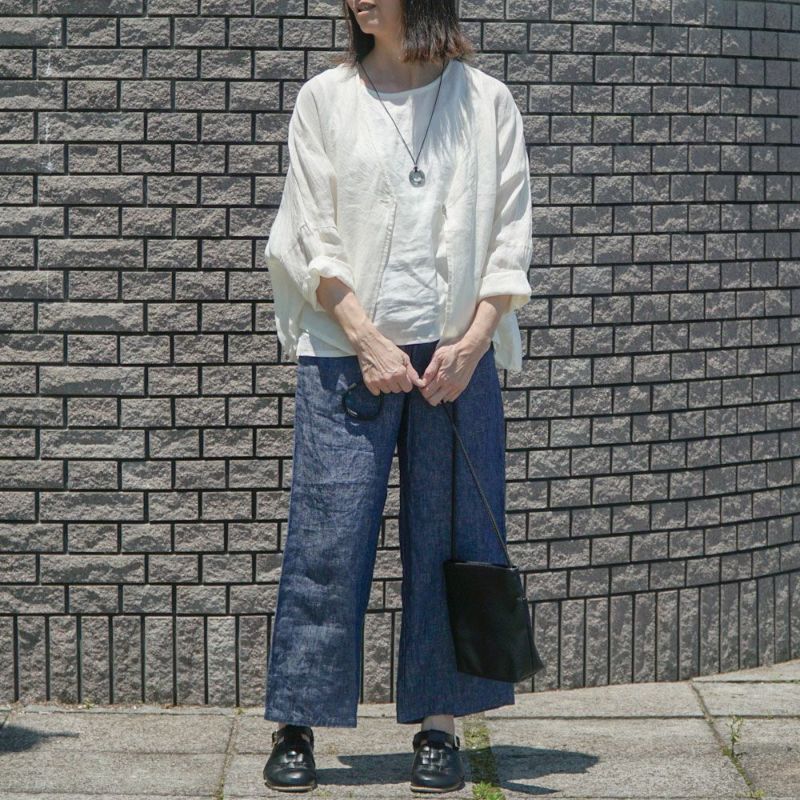 Branch m‘.,ブランチエム,ナチュラル,30代,40代,50代,60代,リネン,麻,ゆったり,パンツ,デニム,デニムパンツ,リネンデニム,ワイドパンツ,ワイドストレートパンツ,ストレートパンツ,デニムワイドパンツ,