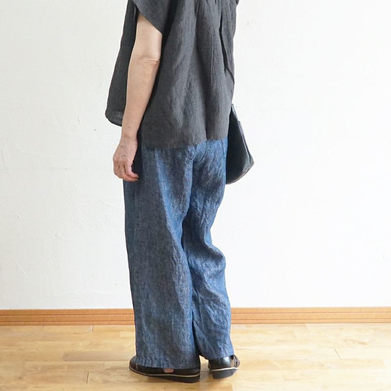 Branch m‘.,ブランチエム,ナチュラル,30代,40代,50代,60代,リネン,麻,ゆったり,パンツ,デニム,デニムパンツ,リネンデニム,ワイドパンツ,ワイドストレートパンツ,ストレートパンツ,デニムワイドパンツ,