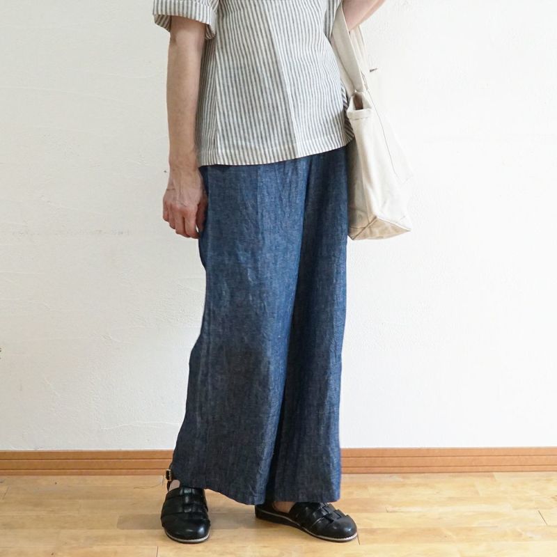 Branch m‘.,ブランチエム,ナチュラル,30代,40代,50代,60代,リネン,麻,ゆったり,パンツ,デニム,デニムパンツ,リネンデニム,ワイドパンツ,ワイドストレートパンツ,ストレートパンツ,デニムワイドパンツ,