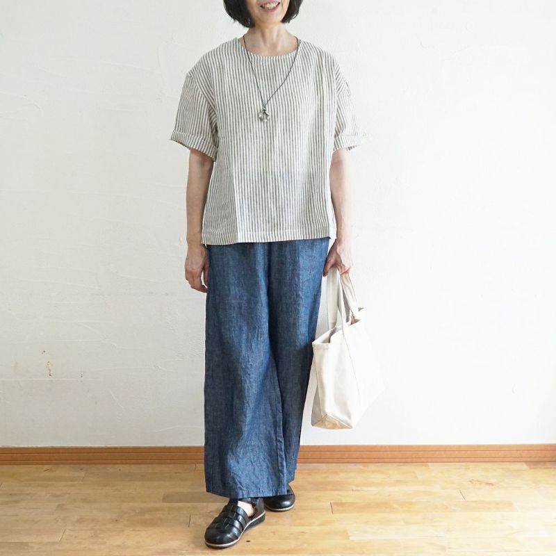 Branch m‘.,ブランチエム,ナチュラル,30代,40代,50代,60代,リネン,麻,ゆったり,パンツ,デニム,デニムパンツ,リネンデニム,ワイドパンツ,ワイドストレートパンツ,ストレートパンツ,デニムワイドパンツ,